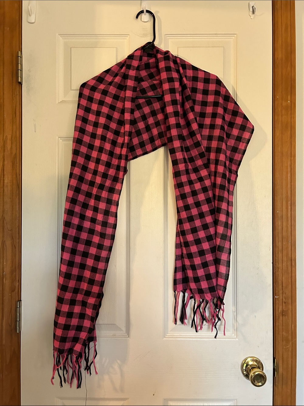 Pink and Black Buffalo Check Scarf - Women's Accessory